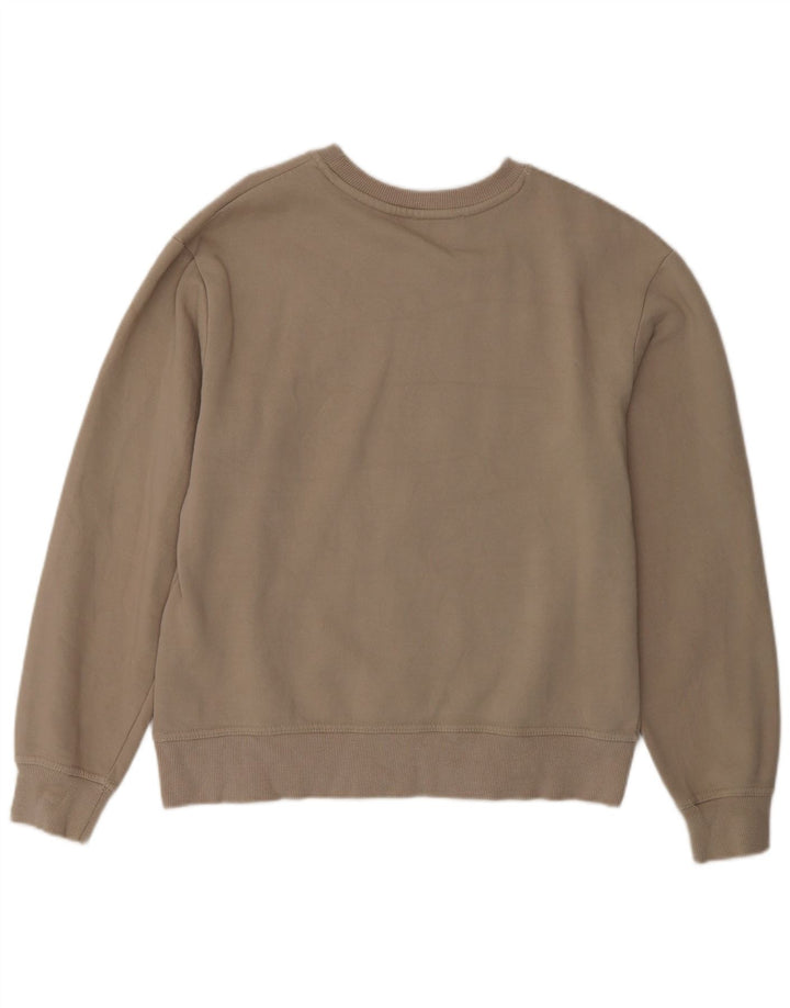 Zara moletom feminino oversized jumper UK 10 pequeno algodão bege