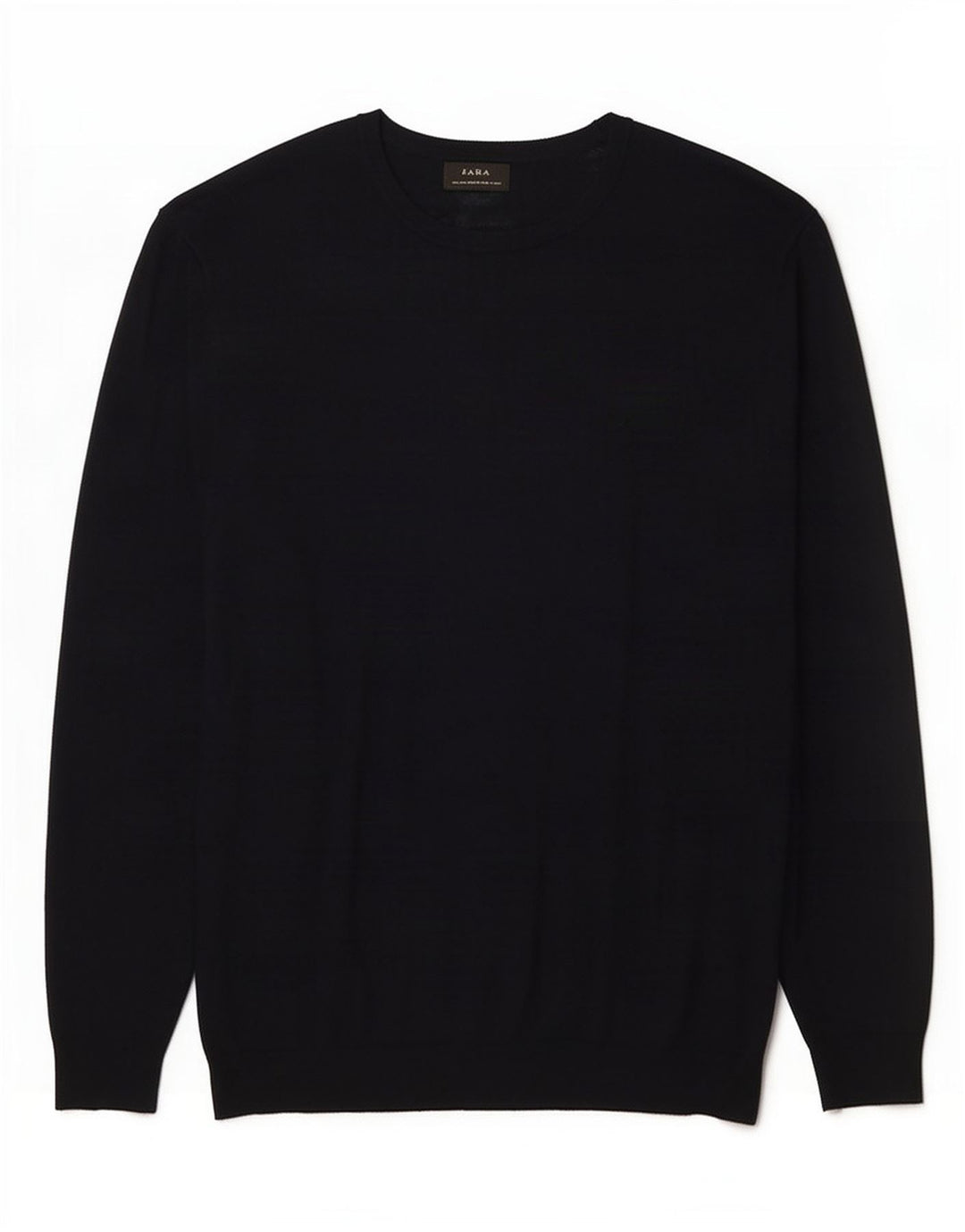 Zara Suéter masculino com gola redonda grande azul marinho