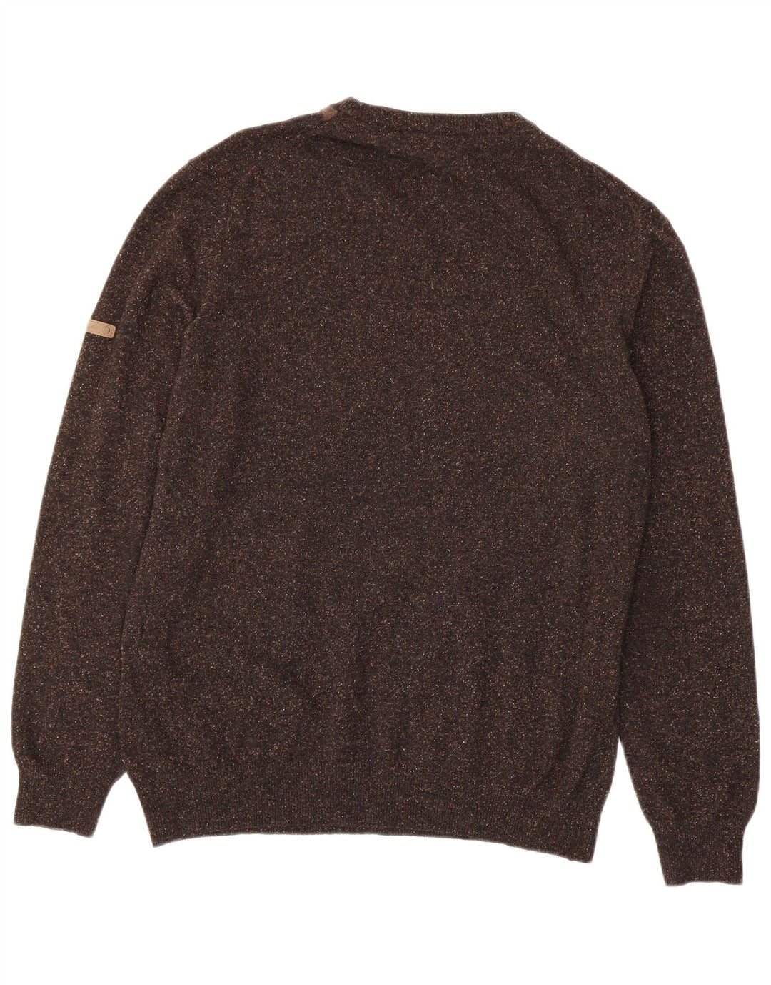 Suéter masculino Navigare com gola redonda, marrom médio, lã argilosa/diamante