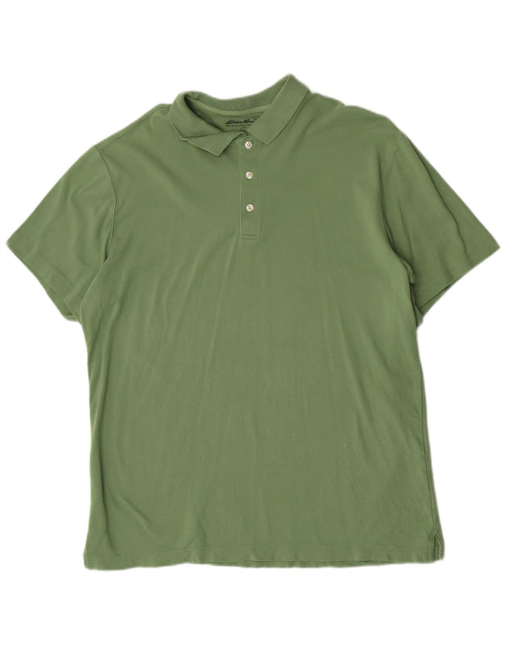 Camisa pólo alta masculina Eddie Bauer 2XL algodão verde