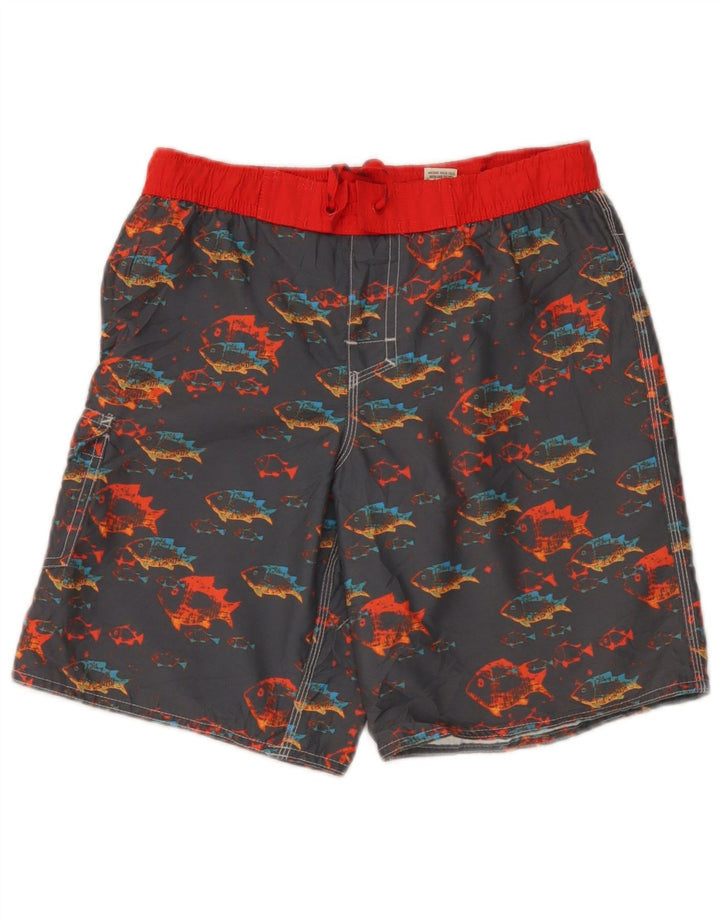 Shorts de natação L.L.Bean Boys Graphic 9-10 anos poliéster cinza