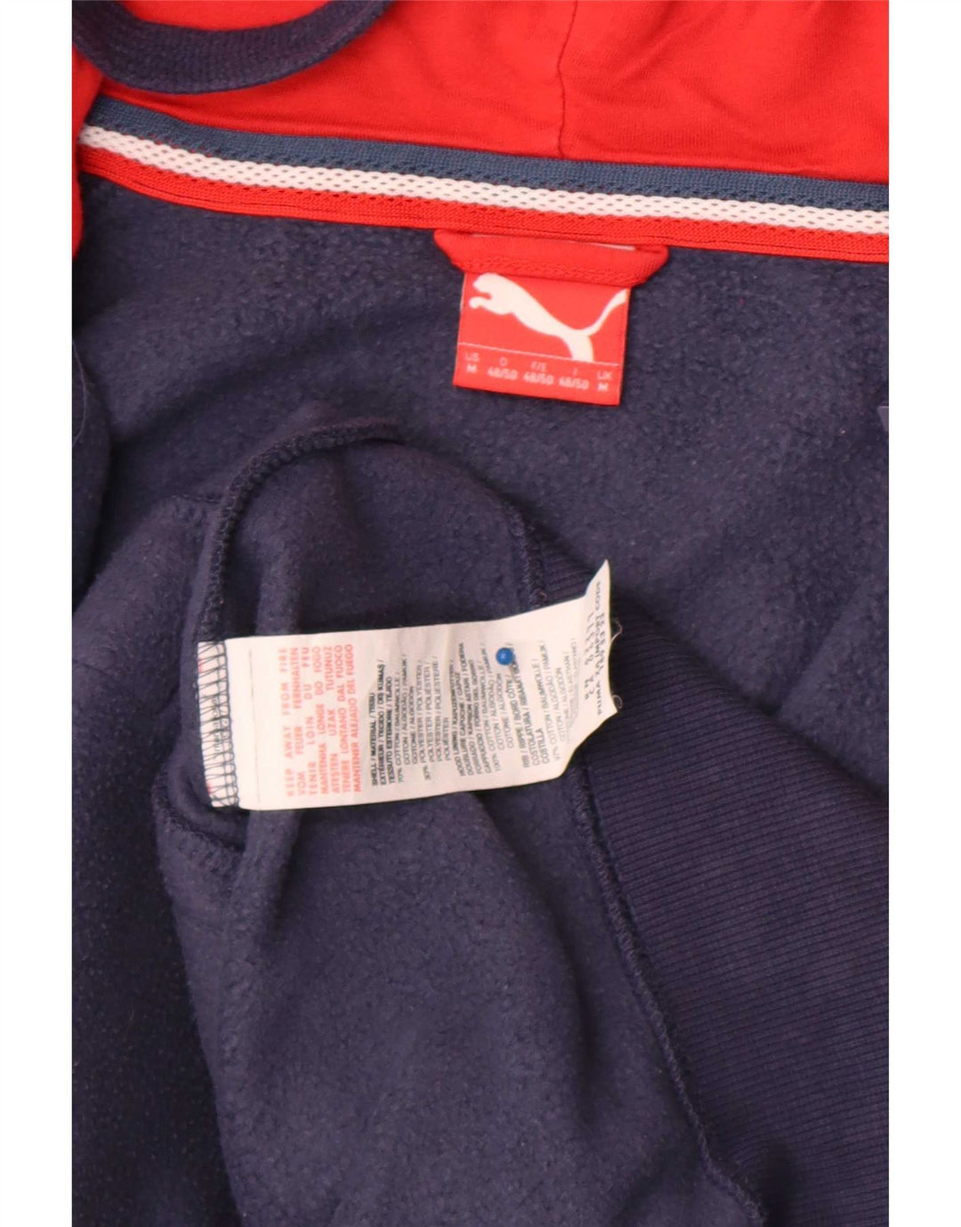 Suéter masculino Puma Graphic Regular Fit com capuz e zíper médio azul marinho algodão