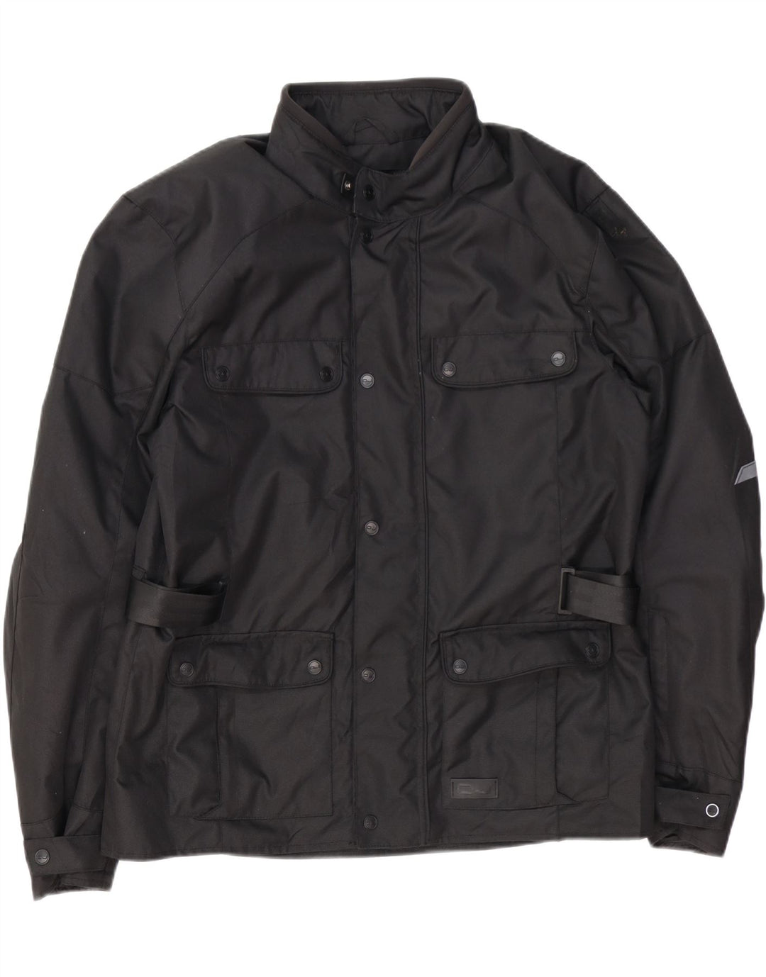 Jaqueta utilitária vintage masculina Moto Racer Reino Unido 44 2XL poliéster preto