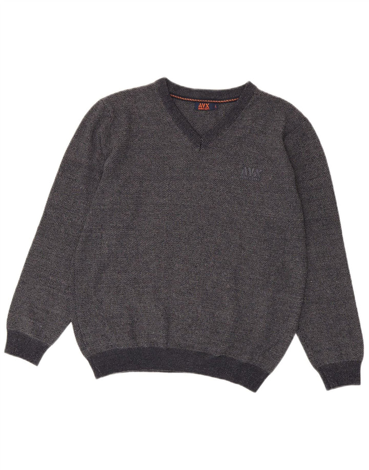 Suéter masculino Avirex com decote em V grande viscose cinza