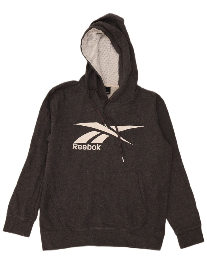 Reebok Mens Graphic Hoodie Jumper Pequeno Algodão Cinza