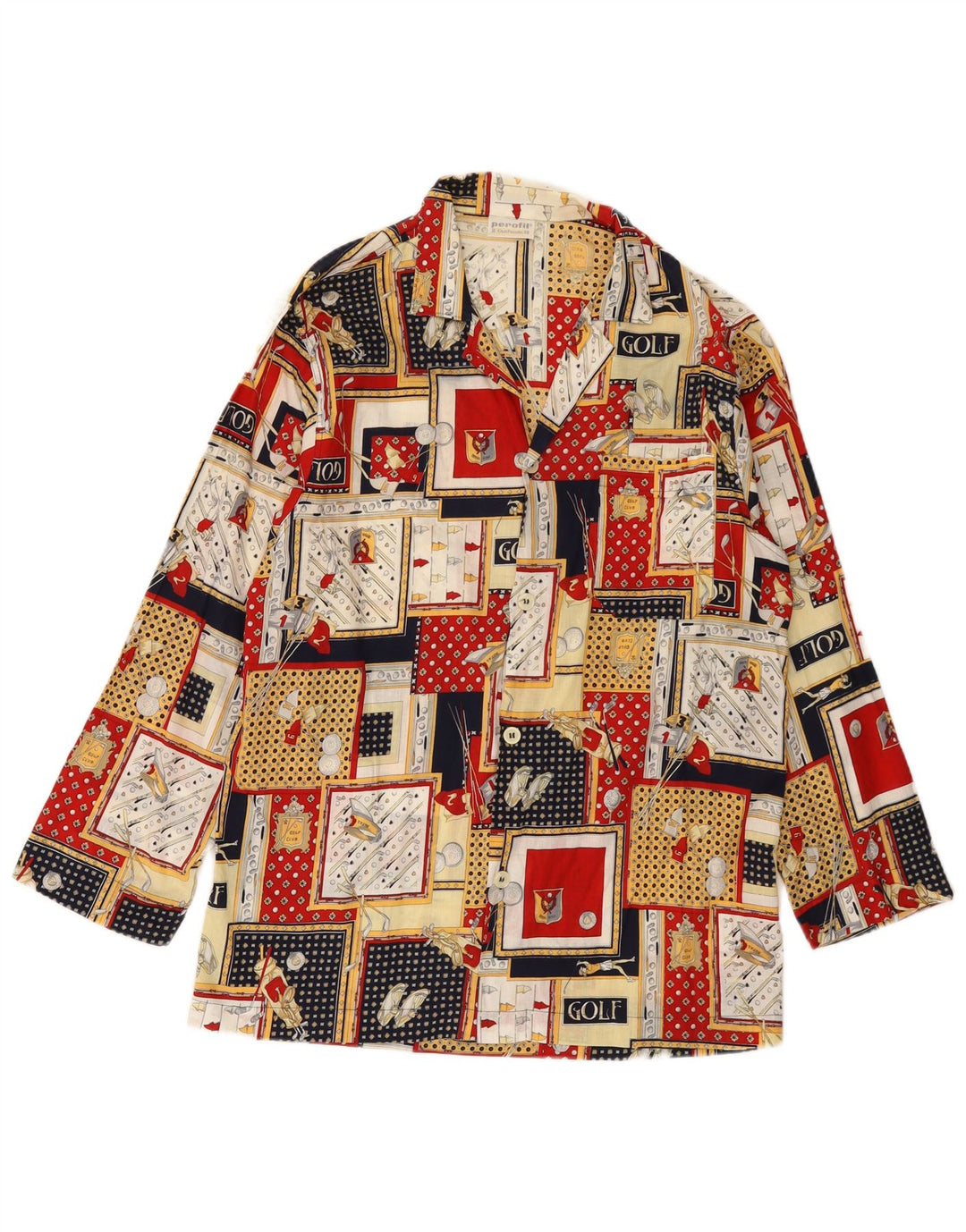 Pijama masculino vintage Camisa IT 48 pequeno patchwork de algodão multicolorido