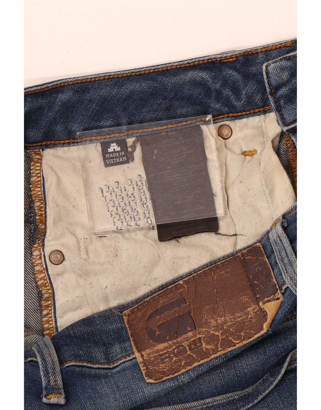 Calça jeans reta masculina G-Star desgastada W30 L34 algodão azul