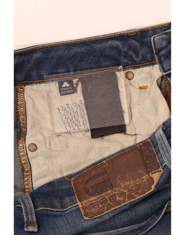 Calça jeans reta masculina G-Star desgastada W30 L34 algodão azul