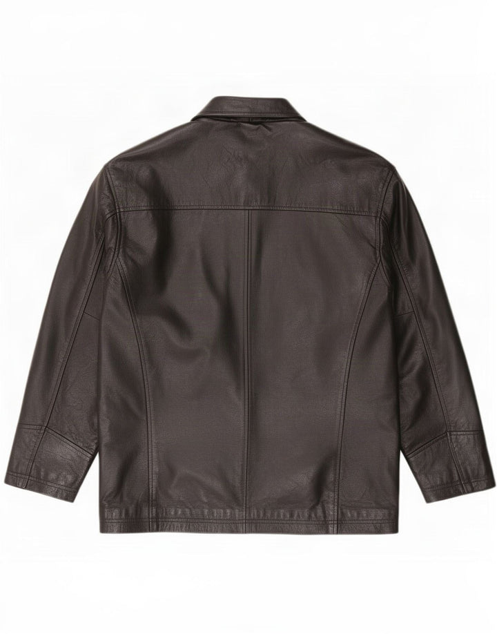 Jaqueta de couro masculina vintage UK 40 grande preta