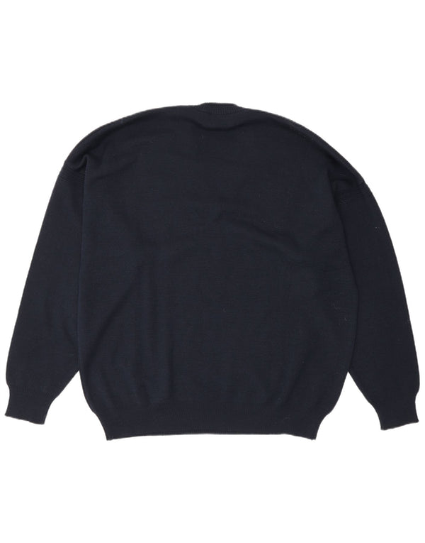 Suéter masculino Il Granchio com decote em V XL lã azul marinho