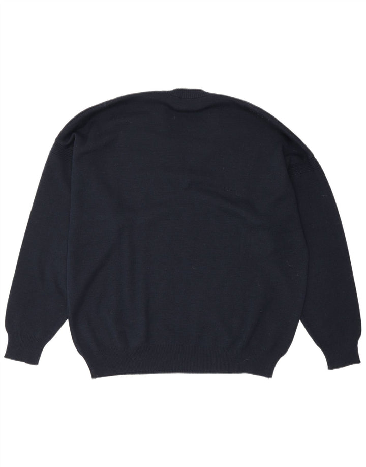 Suéter masculino Il Granchio com decote em V XL lã azul marinho