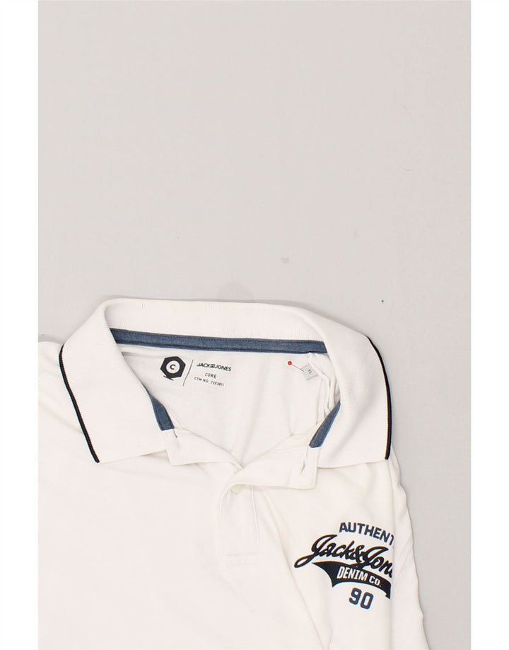 JACK & JONES Mens Core Graphic Polo Shirt XL White Cotton | Vintage Jack & Jones | Thrift | Second-Hand Jack & Jones | Used Clothing | Messina Hembry 