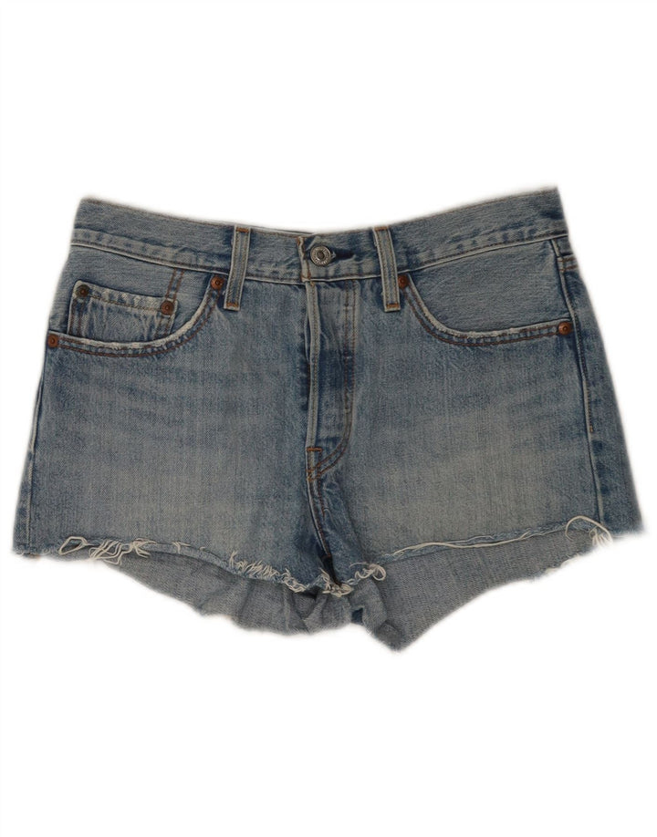 Shorts jeans feminino Levi's 501 desgastado W26 pequeno algodão azul