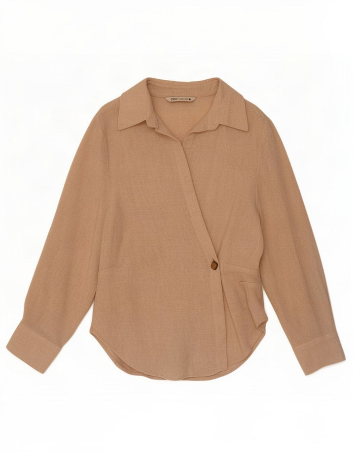 Zara Camisa Feminina Reino Unido 16 Grande Bege