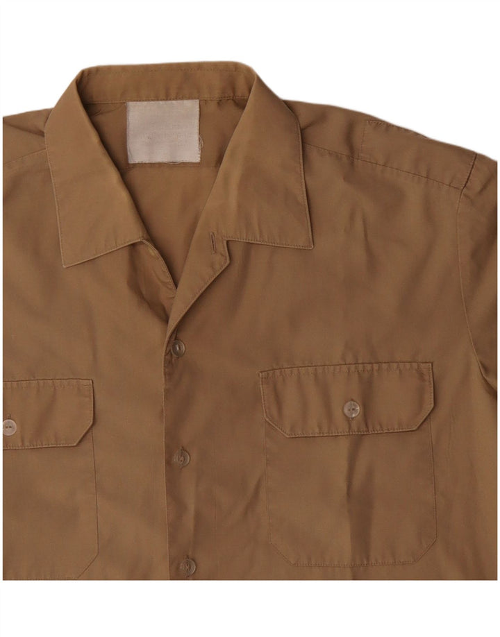 Camisa masculina vintage de manga curta grande bege