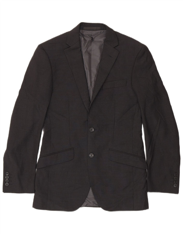 Jaqueta blazer masculina de 2 botões Marks & Spencer Reino Unido 38 risca de giz cinza médio