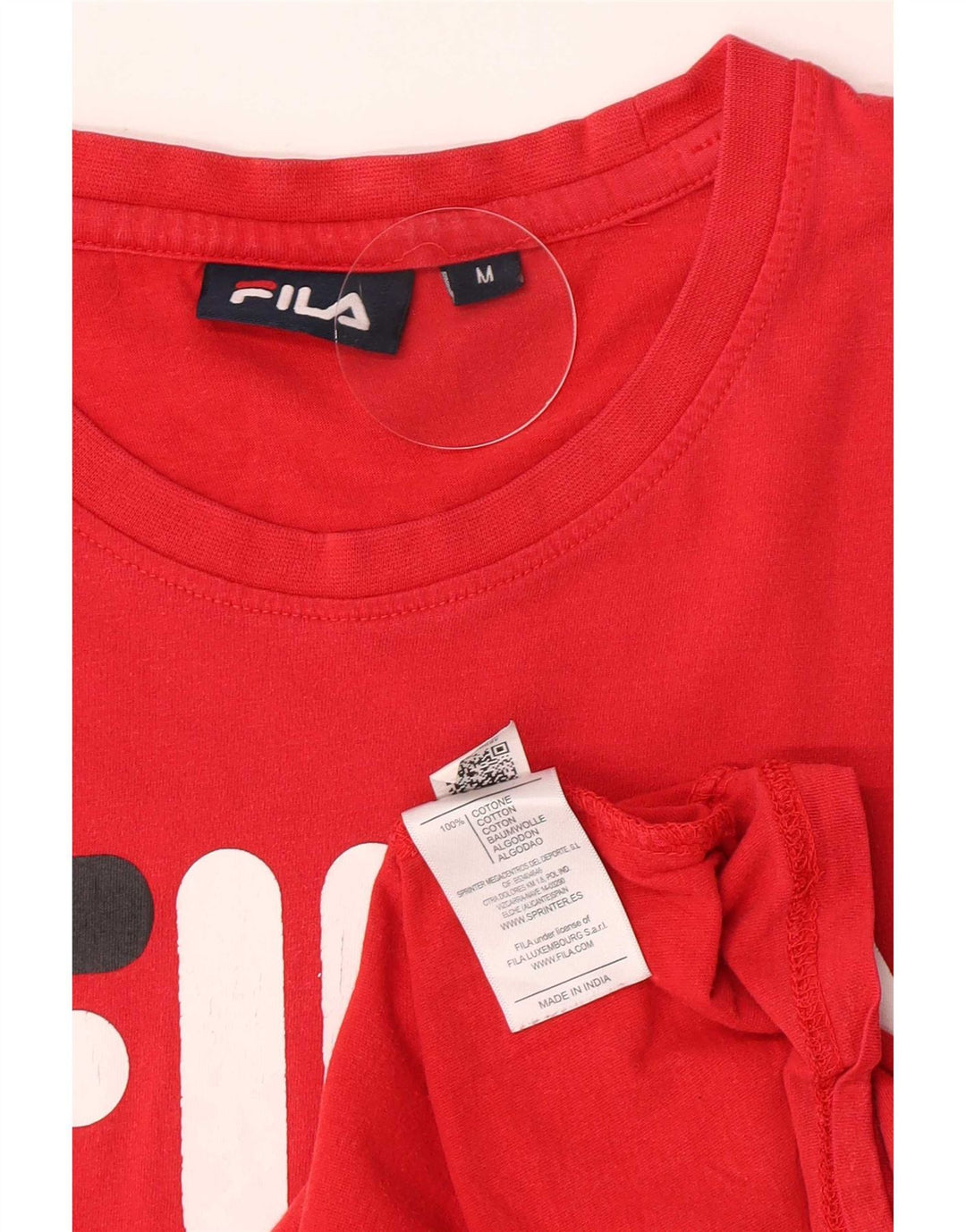Fila Mens Graphic T-Shirt Top Médio Algodão Vermelho