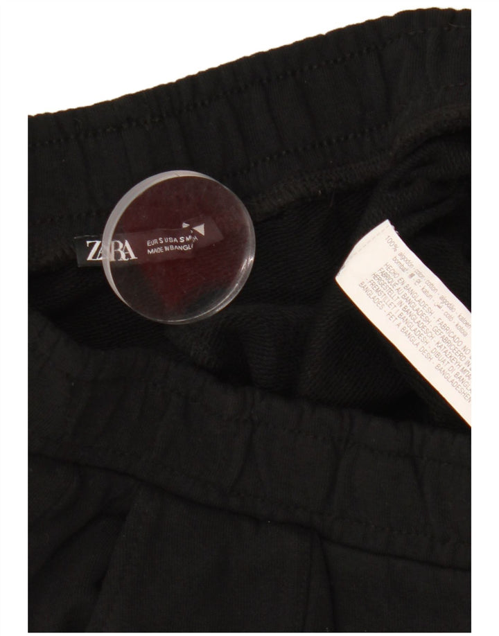 Zara Womens Cargo Tracksuit Calças Reino Unido 10 Pequeno Algodão Preto