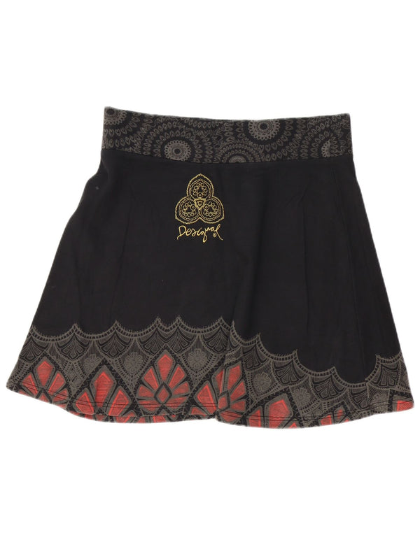 DESIGUAL Saia Midi Feminina XL W36 Preto Paisley