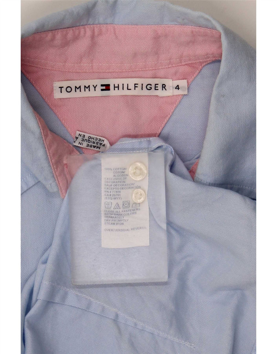 Camisa feminina Tommy Hilfiger US 4 pequena azul algodão