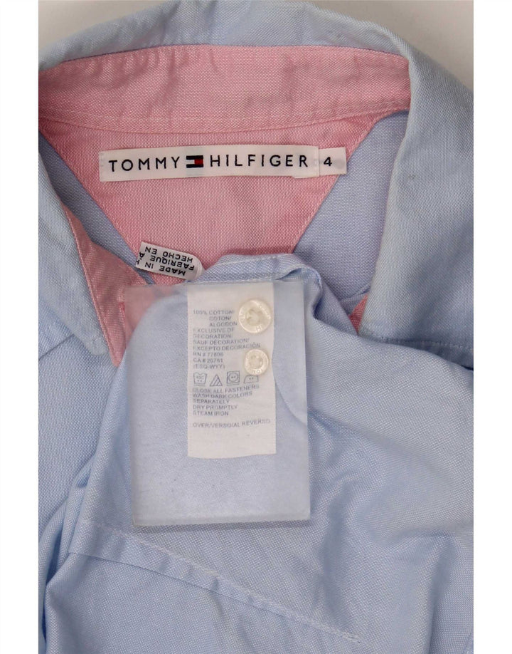 Camisa feminina Tommy Hilfiger US 4 pequena azul algodão