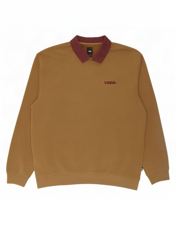 Vans masculino polo pescoço moletom jumper 2XL cáqui colorblock algodão