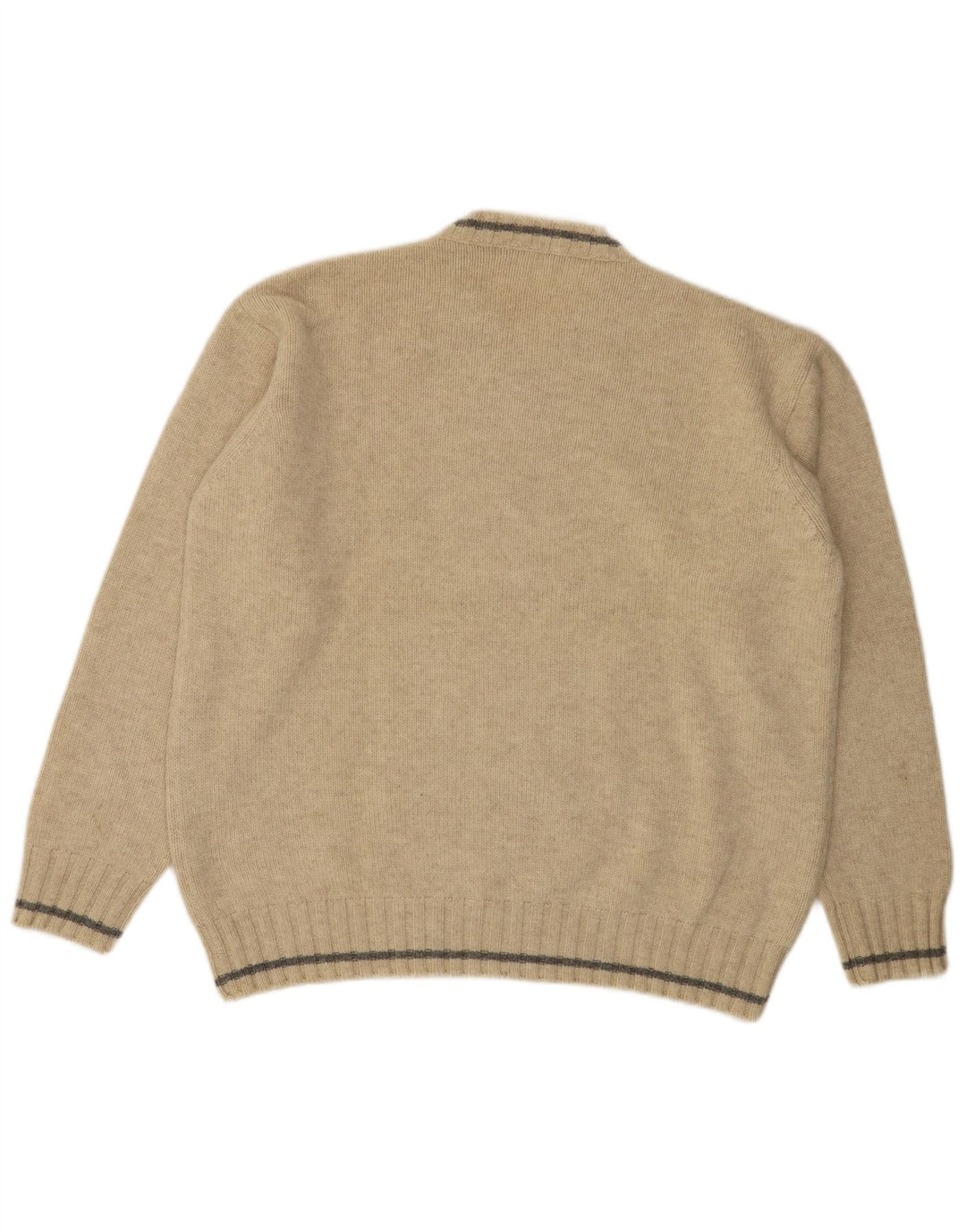 Suéter masculino Fred Perry com decote em V grande lã bege