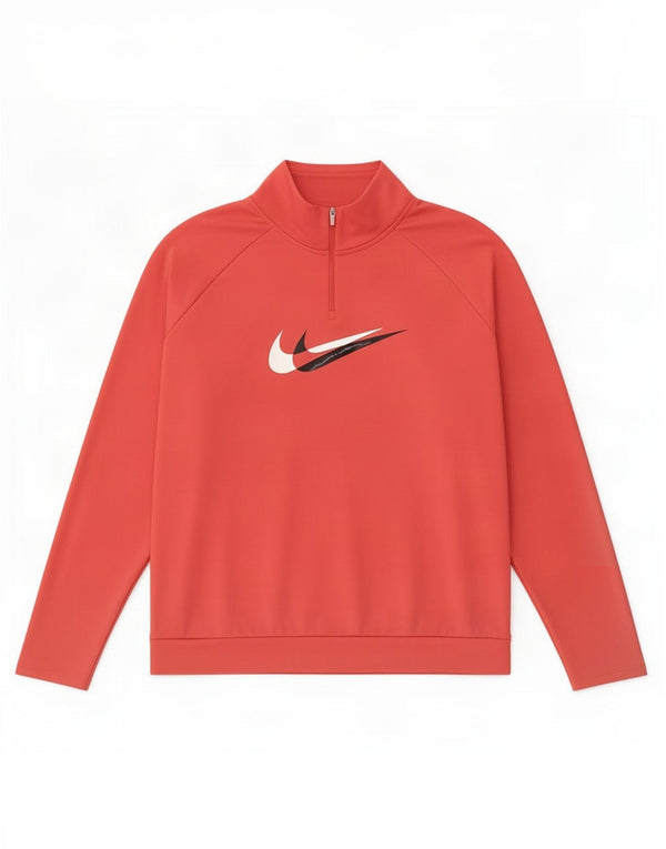 Pulôver feminino Nike Dri Fit com gola e zíper, blusa de treino UK 18 XL rosa poliéster