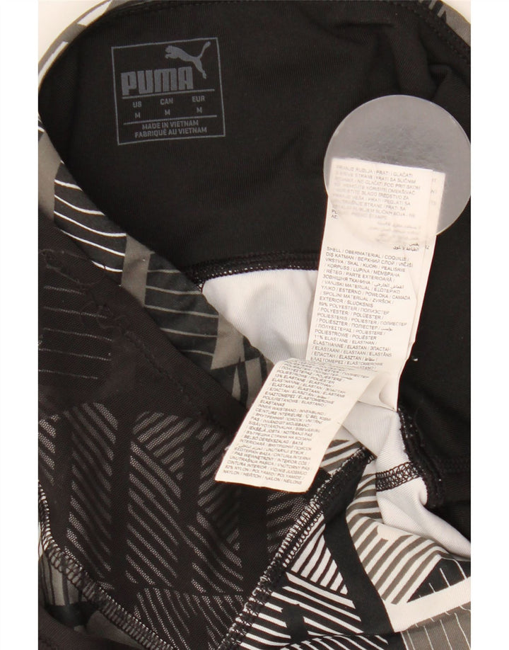 Puma Womens Capri Leggings UK 12 Poliéster Geométrico Preto Médio