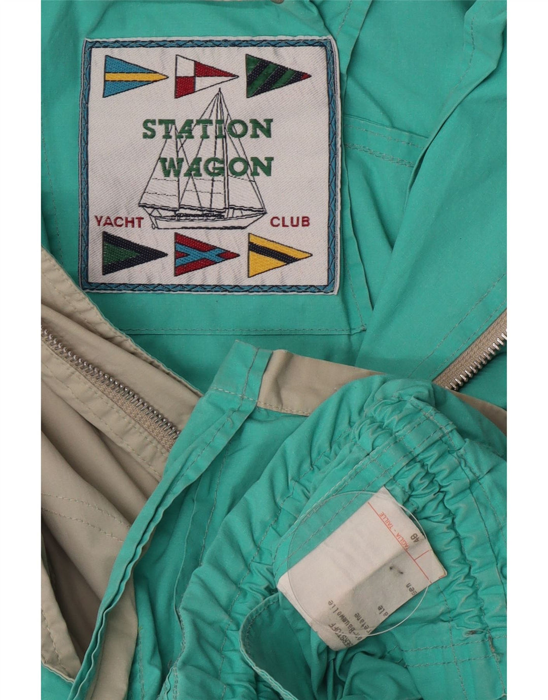 Jaqueta utilitária masculina vintage com capuz IT 48 algodão cinza médio