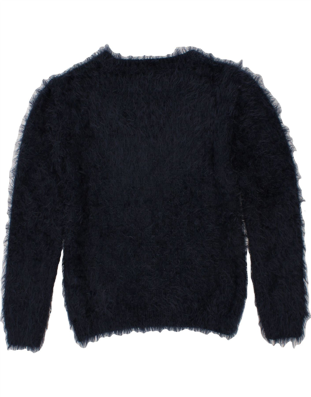 DESIGUAL Girls Graphic Boat Neck Jumper Sweater 7-8 Years Navy Blue Vintage Desigual and Second-Hand Desigual from Messina Hembry 