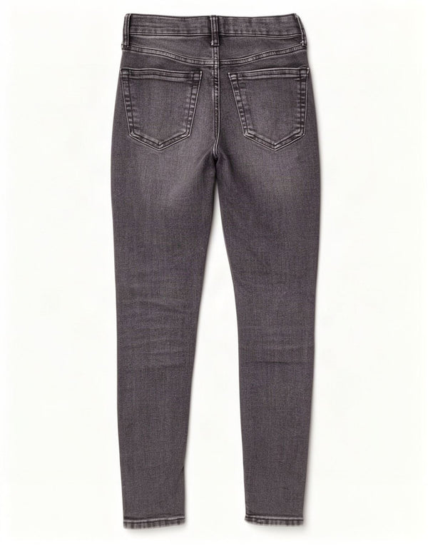Topshop feminino Jamie Distressed jeans skinny Reino Unido 8 pequeno W26 L26 algodão cinza