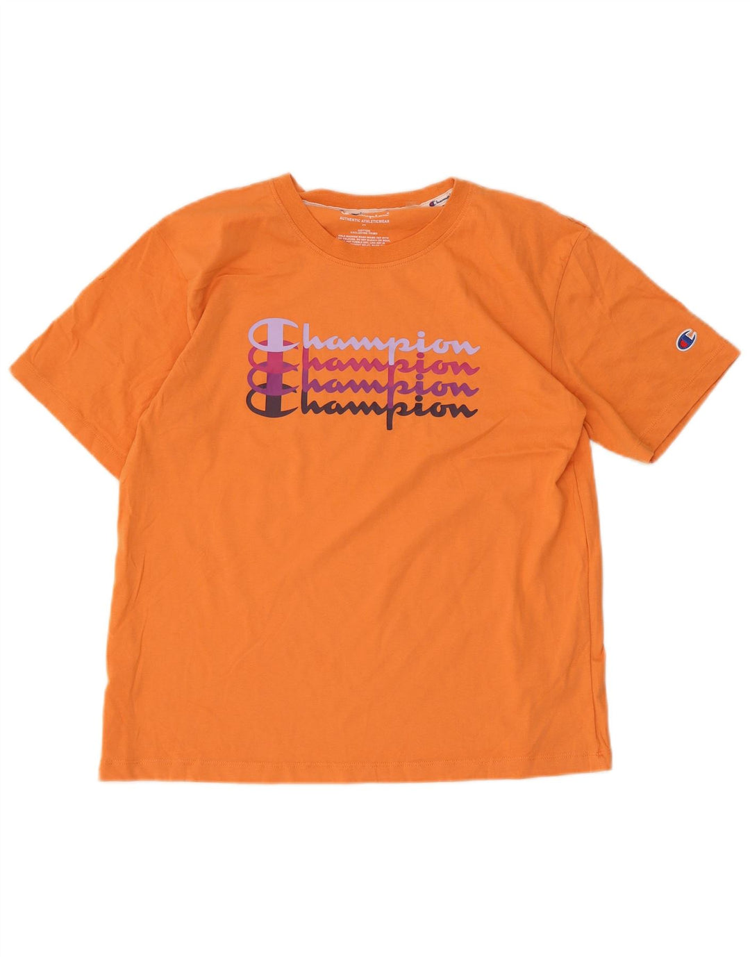 Camiseta feminina estampada Champion UK 12 algodão laranja médio