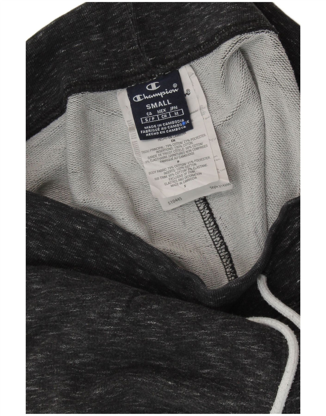Calça de treino masculina CHAMPION joggers pequeno algodão manchado cinza