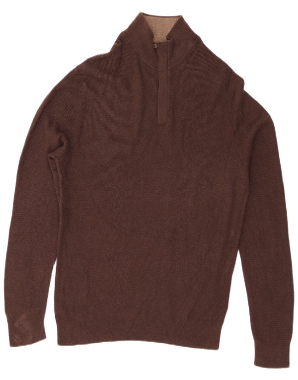Suéter masculino Massimo Dutti com zíper e gola XL de algodão marrom