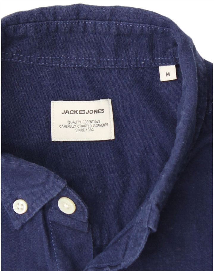 JACK & JONES Camisa masculina de manga curta azul marinho médio