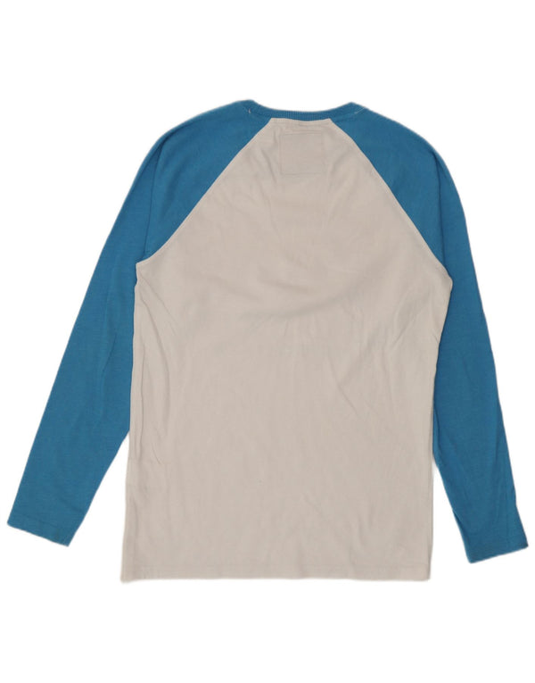 Top gráfico masculino Superdry manga comprida pequeno algodão colorblock branco