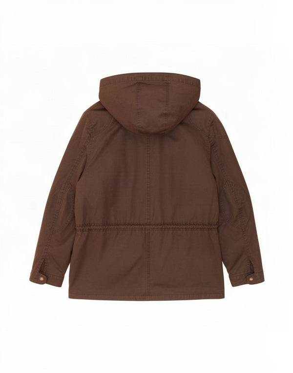 Jaqueta feminina de algodão encerado com capuz Fat Face UK 18 XL marrom