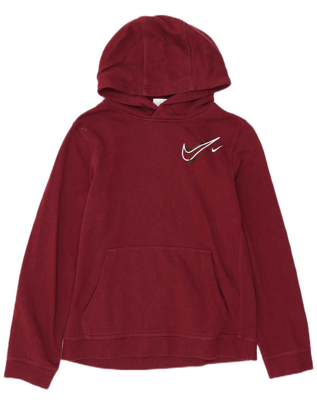 NIKE Meninos Graphic Hoodie Jumper 12-13 Anos Grande Algodão Borgonha