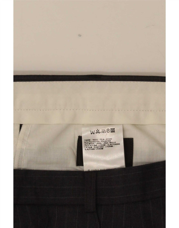 Calça masculina de terno reto Marks & Spencer W38 L29 listrada cinza