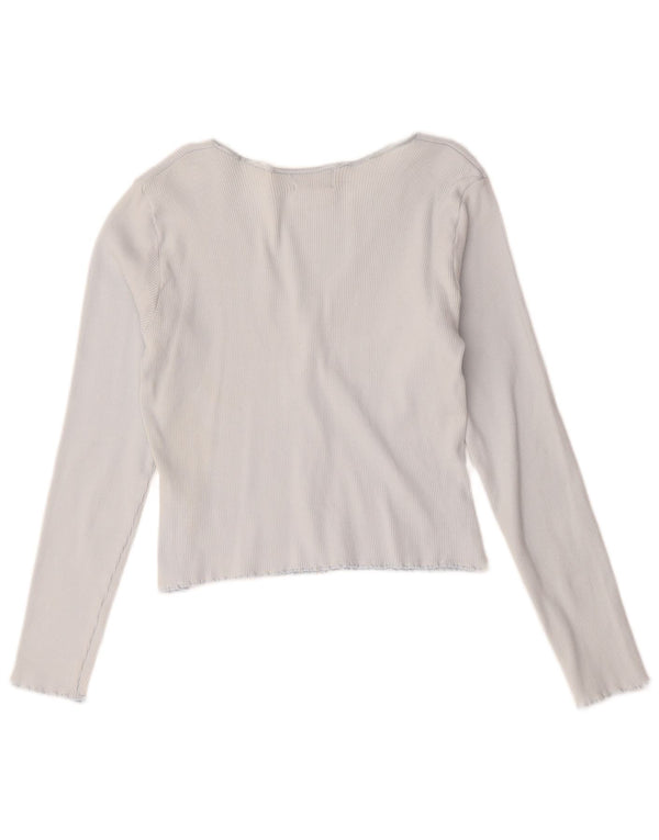 Top cardigã feminino Hobbs UK 14 algodão azul médio