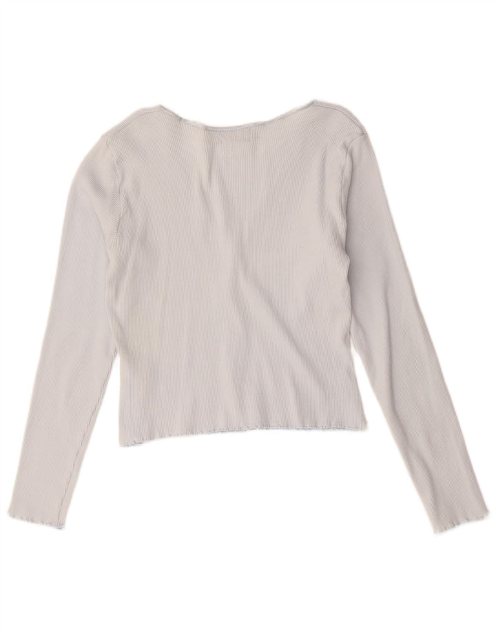 Top cardigã feminino Hobbs UK 14 algodão azul médio