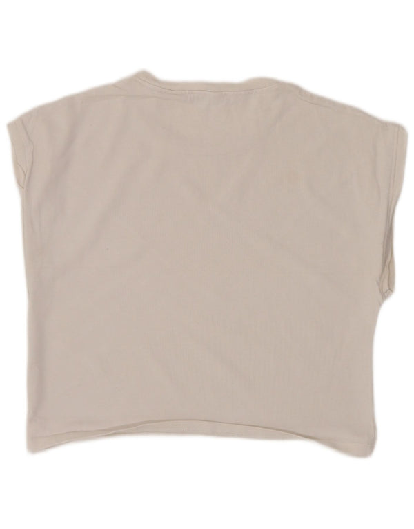Zara Womens Crop T-Shirt Top UK 10 Pequeno Algodão Branco