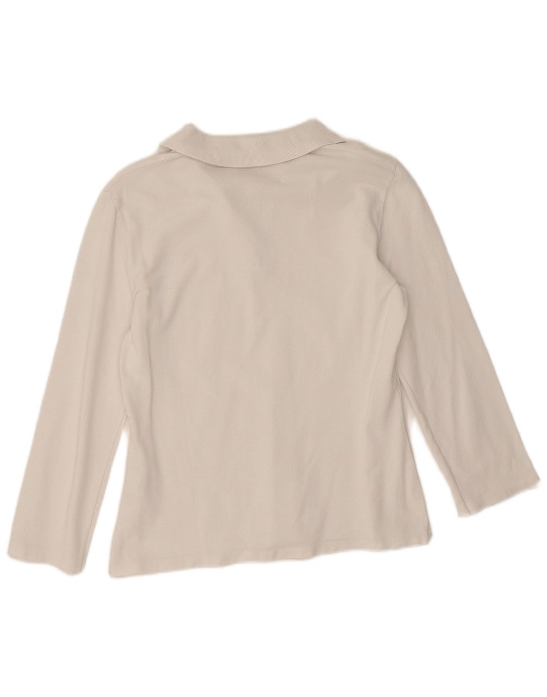 Polo feminino de manga comprida Benetton UK 12 médio branco