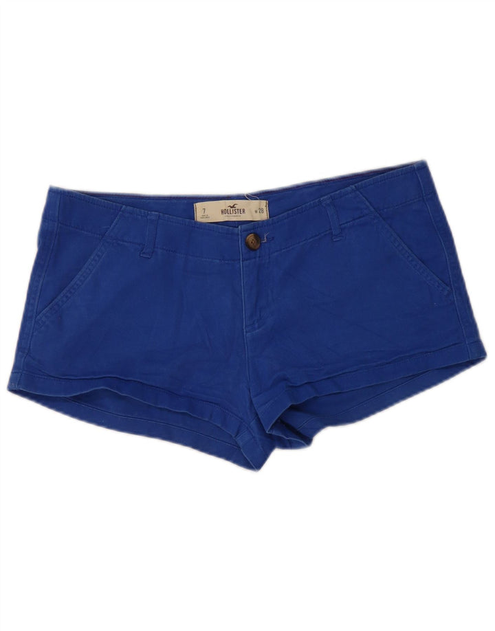 Calça quente feminina Hollister US 7 médio W28 algodão azul