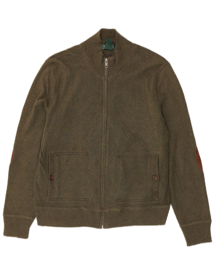 Suéter cardigã feminino Ralph Lauren Reino Unido 14 algodão cáqui médio