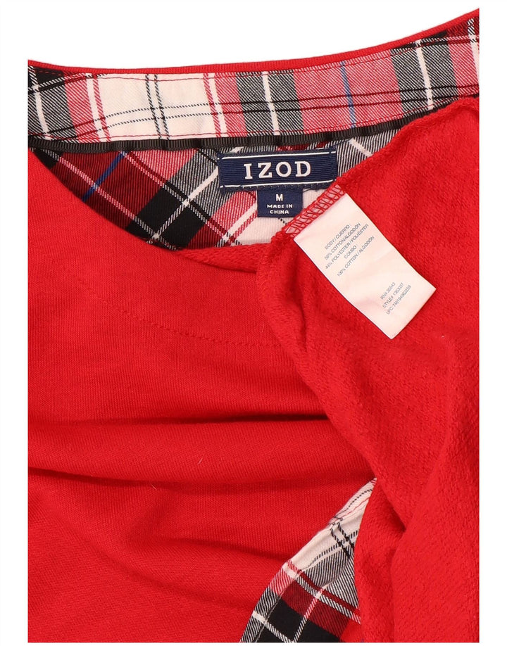 IZOD moletom feminino jumper UK 12 algodão xadrez vermelho médio