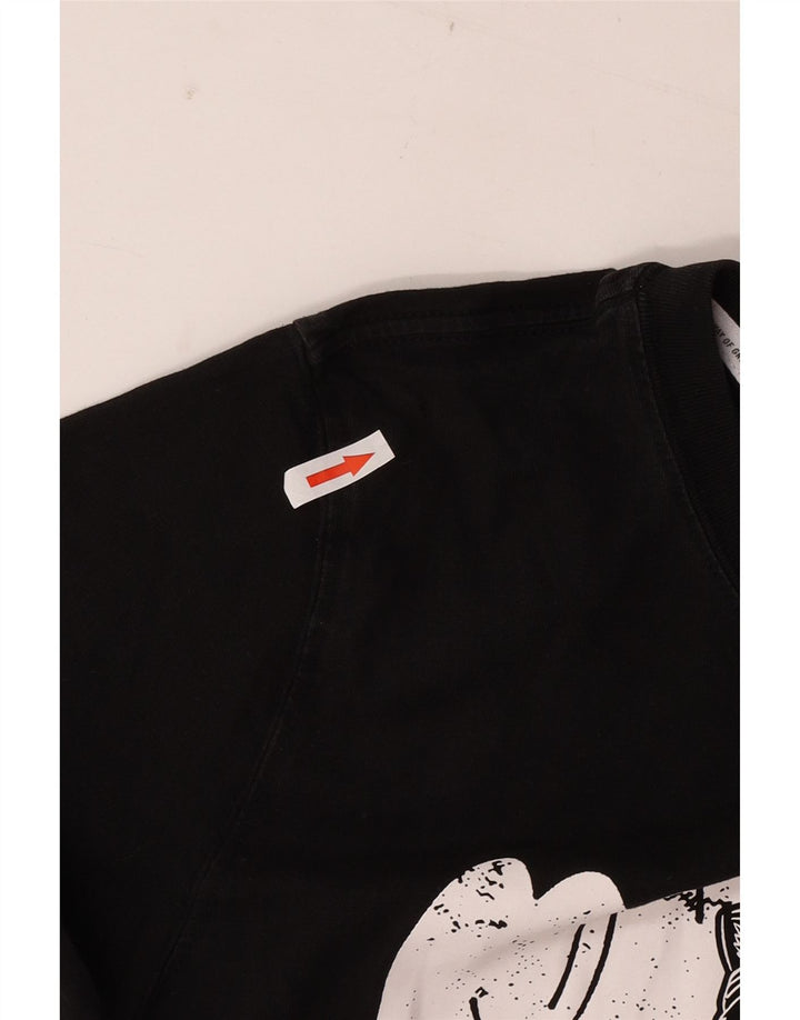 Puma Mens Graphic T-Shirt Top Pequeno Algodão Preto