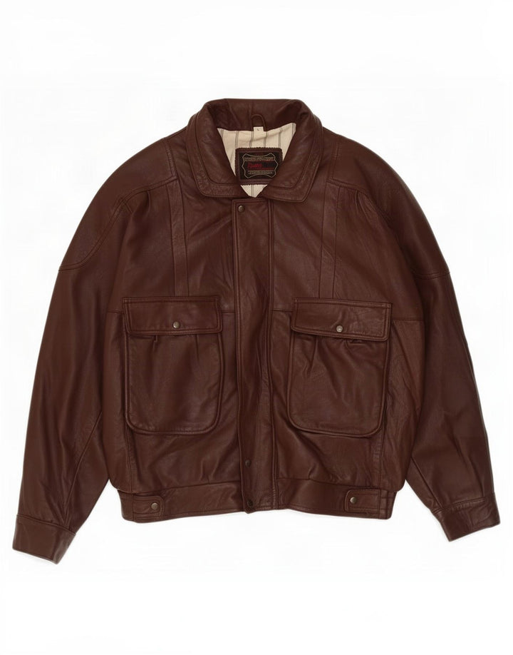 Jaqueta de couro masculina Pointers UK 40 grande Borgonha