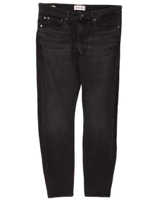 Calvin Klein Mens Jeans Slim W33 L32 Algodão Preto
